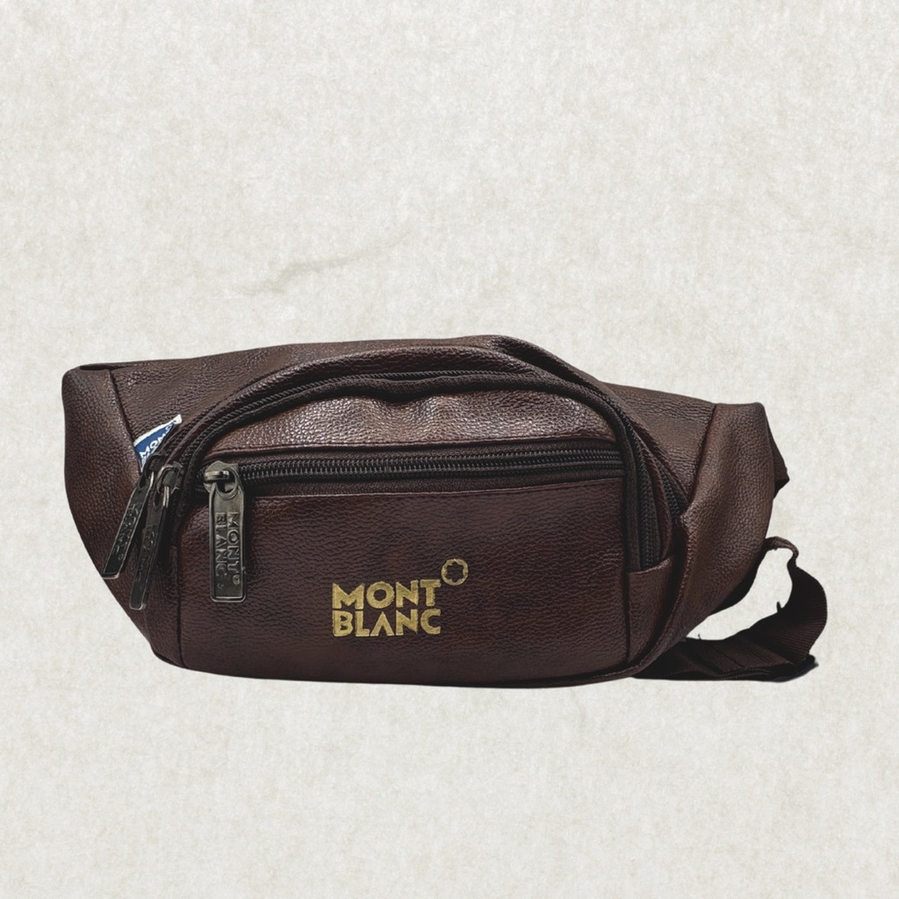 Mont Blanc Brown Leather Belt Bag